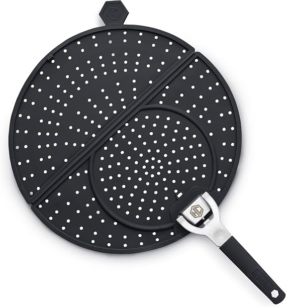 HexClad Folding Grease Splatter Screen for Frying, Up to 12" Pans