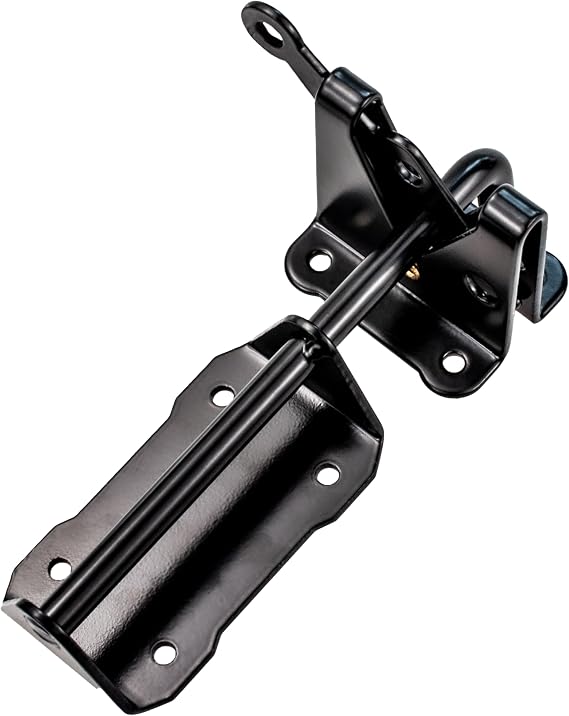 Automatic Gate Latch for Wooden Fences, 7.5" Self-Locking, Pull String Release, Black
