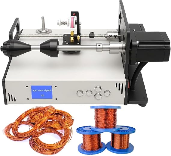 Automatic Coil Winding Machine,Cable Tube Amplifier Winding Machine,Industrial Wind Wire Machines with LCD Screen,120-900 RPM Adjustable Speed & ±0.01mm Precision,for Metal Wire, Fishing Line