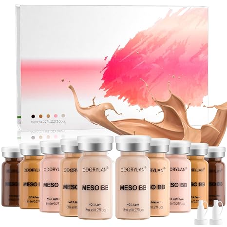BB Pigment Glow Serum Starter Kit Hyaluronic Acid Essence Foundation Skin Care Kit 8 ml 10 Pieces Combined with Niacinamide and Peptides to Brighten Skin Tone Anti-Ageing Foundation 5-Colour Mix Pack