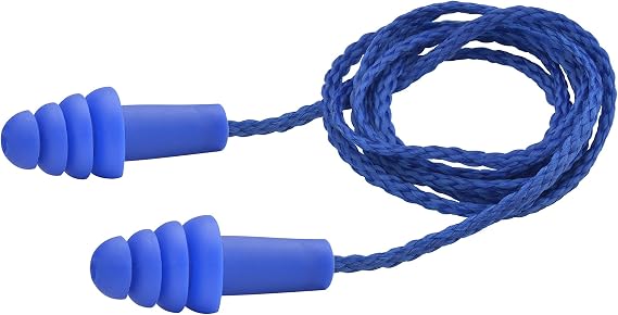 Delta Plus Elvex Quattro Corded Woven Ear Plug. Box of 100 Pair. (WELEP411), Blue