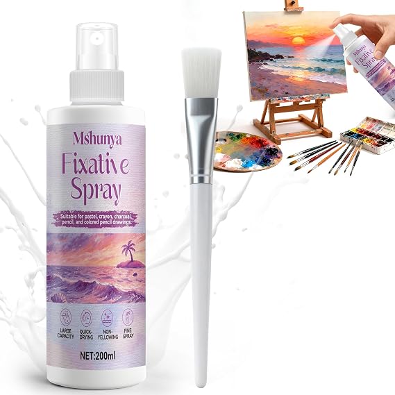 7 oz Workable Fixative Spray for Art, Fixative Sprays for Pencil Drawings, Fixative Spray, Long-Lasting Protection for Artwork, Suitable for Pastels, Oil Pastels, Acrylic Paints, Sketches, etc
