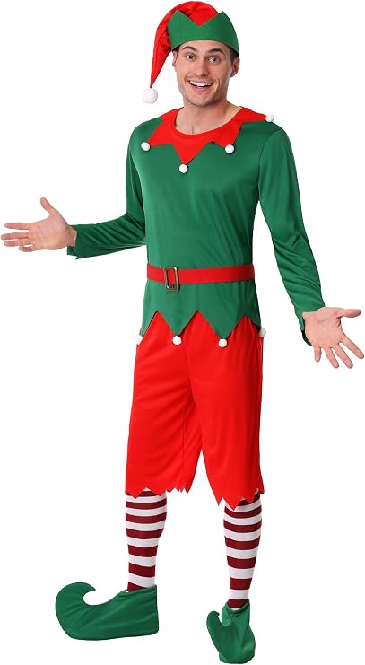 Adult Santa's Helper Elf Costume Men's Elf Outfit