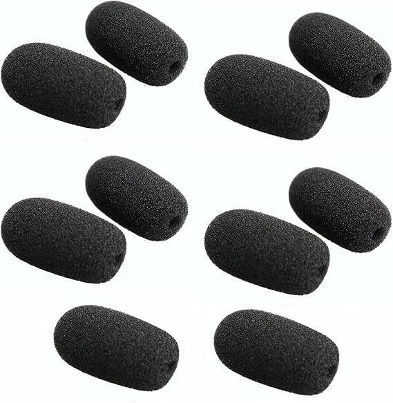 V-MOTA Universal Headset Foam Microphone Windscreens Compatible with Blue Parrot B250, B350, B450, B550, C400 Plantronics, Jabra, Lapel, Lavaliers,Telex, Movo, VXI- Lux, Passport Headset (10 Piece)