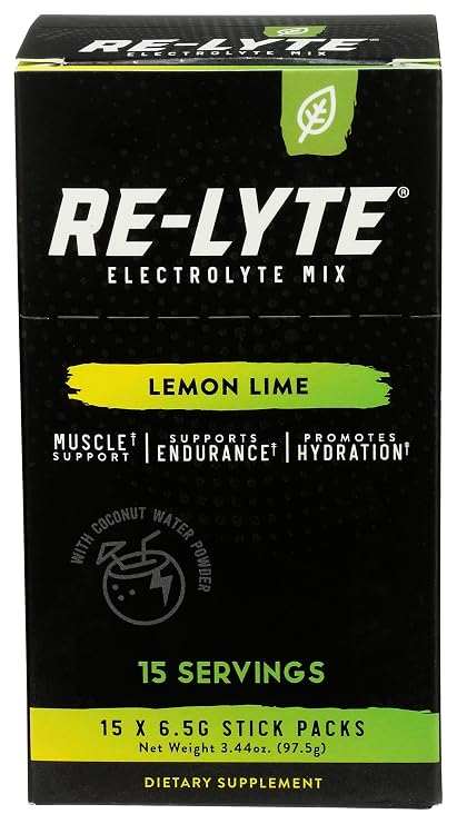 Redmond Lemon Lime Flavored Re-Lyte Electrolyte Drink Mix, No Sugar Added, 15 Packs (Pack Of 1)