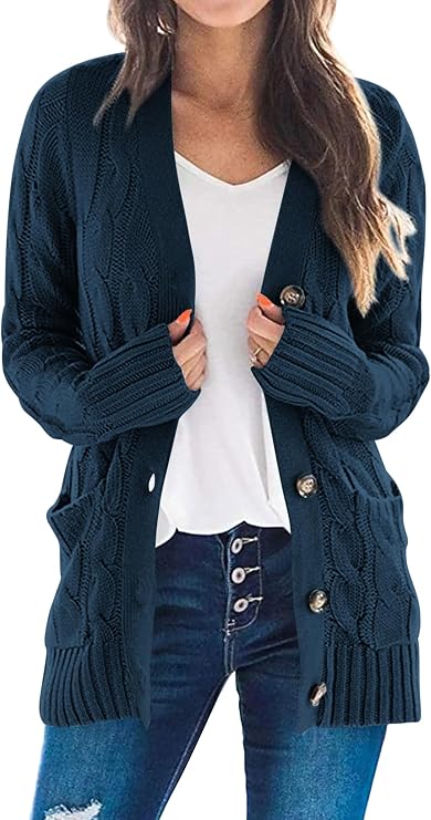 PRETTYGARDEN Women's Cable Knit Cardigan Sweaters Fall