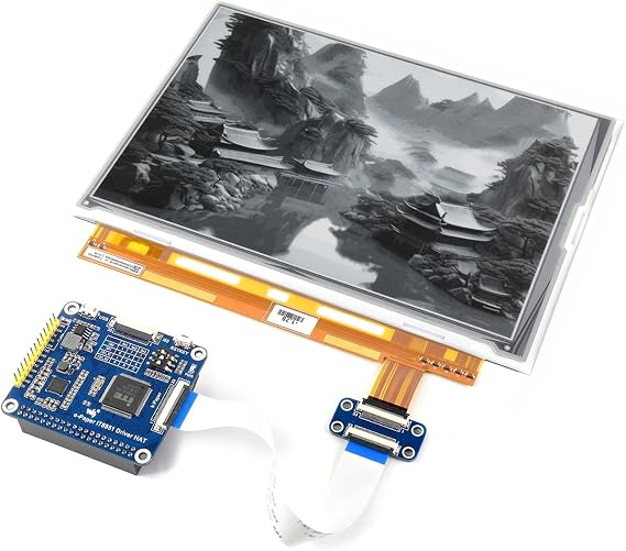 Waveshare 9.7inch E-Ink Display HAT Compatible with Raspberry Pi4B/3B+/3B/2B/B+/A+/Zero/Zero W/WH/Zero 2W 1200x825 Resolution IT8951 Controller USB/SPI/I80 Interface Supports Partial Refresh