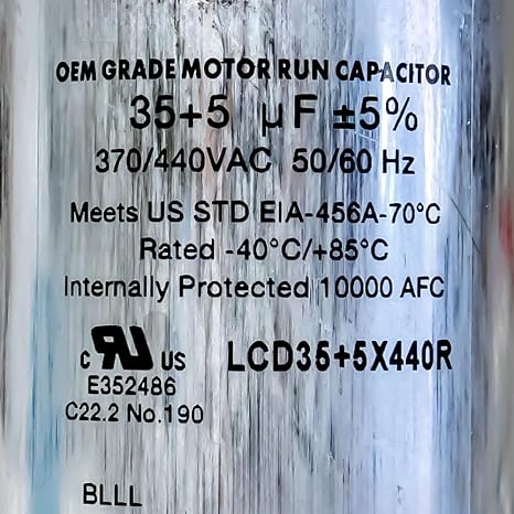 Capacitor Round Dual Run 35 + 5 uf mfd 370/440 Volts for HVAC Motors