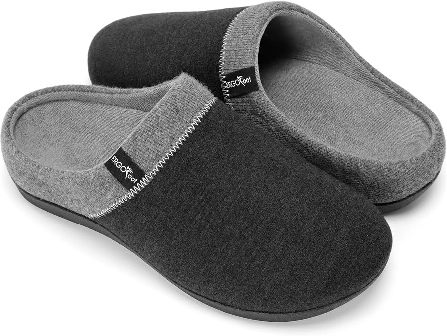 ERGOfoot Orthopedic Slippers with Arch Support for Women Men | Orthotic House Shoes for Plantar Fasciitis, Heel Pain Relief, Slip on Clog with Anti-Skid Rubber Sole