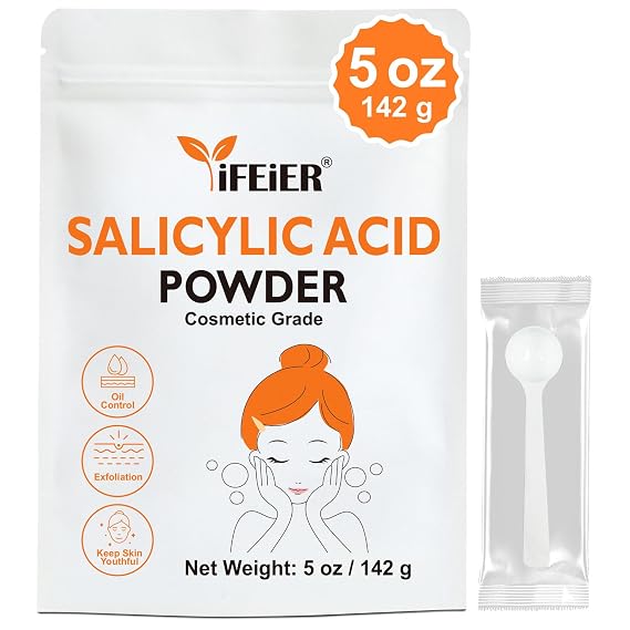 iFEiER 100% Pure Salicylic Acid Powder | Cosmetic Grade Salicylic Acid 5oz (142g) | acido salicilico for DIY BHA Exfoliant for Skincare, Body, Hair & Industrial Use