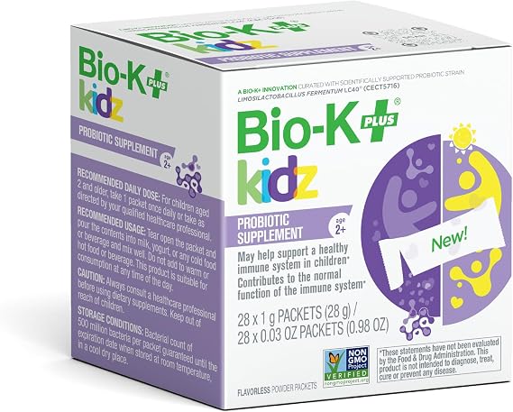 Bio-K+ Kids Probiotic Powder, Immune Support + Vitamin D3, 28 Packets