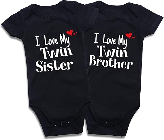 DEFAHN Funny Twins Baby Bodysuits 2 Pack Matching Onsies for Boy Girl