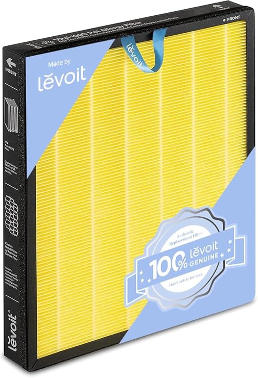 LEVOIT Vital 100S Pet Allergy Air Purifier Replacement, 3-in-1 H13 True HEPA, High-Efficiency Activated Carbon Filter, Vital 100S-RF-PA (LRF-V102-YUS), 1 Pack, Yellow