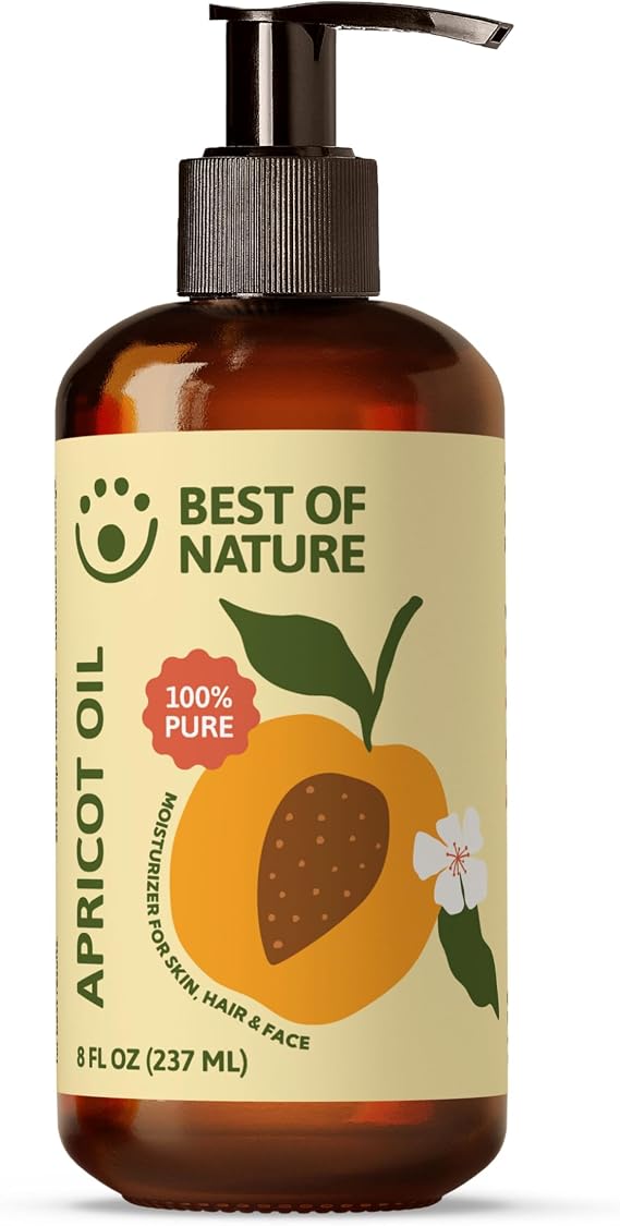 Best of Nature 100% Pure Apricot Kernel Oil Lightweight Unscented Massage & Body Oil for Skin, Face & Hair Carrier Oil for Essential Oils & Aromatherapy 8 fl oz
