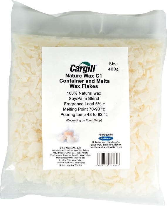 Mouldmaster 500g Nature C1 Container and Melts Soy Wax Flakes, Off White,C101, 400g