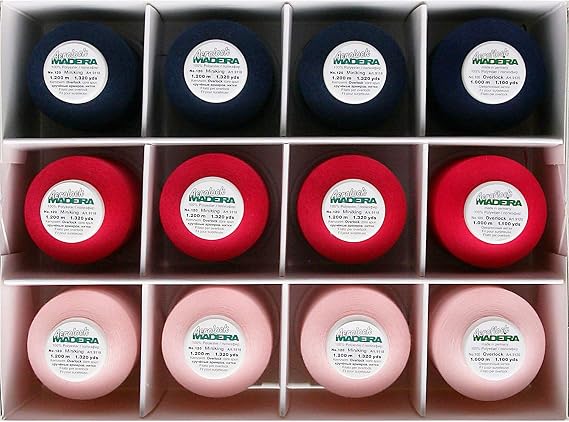 Madeira Sewing Thread, Navy & Pink, Aerflock 9120 & Aerolock 9118