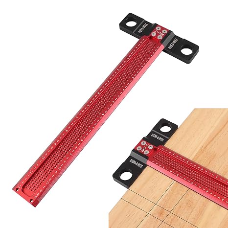 T Square Ruler 12 Inch,TRUTOPWAY Aluminum Alloy Square Layout Scriber and Precision Marking Tool - Woodworking Ruler for Crafting, Drafting, and Carpentry