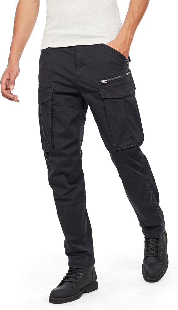 G-STAR RAW Men's Robic Zip 3D Straight Tapered Fit Cargo Pant, Dark Black, 29W x 30L