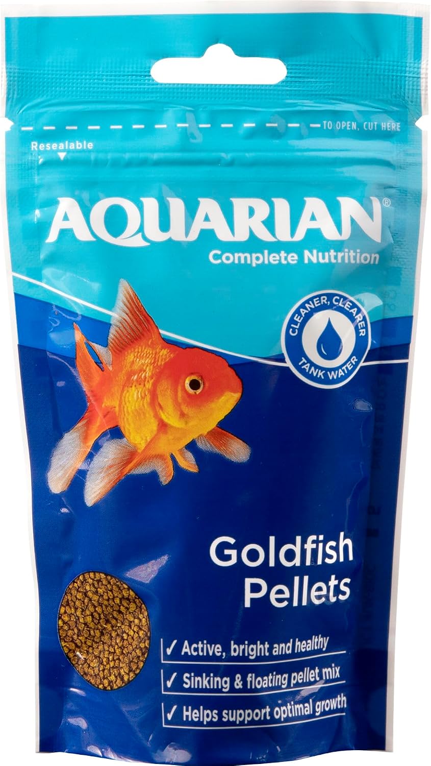 AQUARIAN Complete Nutrition, Aquarium Goldfish Food Pellets Also Suitable For Small Pond Fish, 100 g Bag