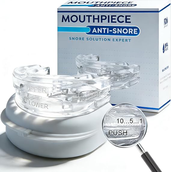 Anti Snoring Devices,Mouth Guard for Sleeping,Anti Snoring Mouth Guard Adjustable,Snoring Aids for Men and Women Anti Snore Mouth Guard,Anti Snoring Devices for Quiet Sleep（White）
