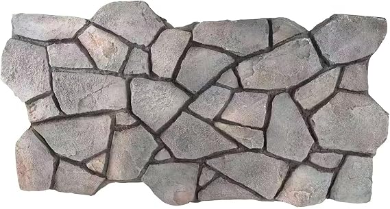 Faux Rock Stone Wall Covering Panels | FRP 3D Wall Cladding for Interior or Exterior Big Stone Siding Panel | Lightweight Beige Brown Boulder (Pack of 2, Covers 10.76 Sq Ft/ 1 Sq m) (Gray)