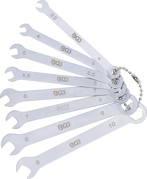 BGS BGS 8-Piece Mini Open Wrench Set 4-10 mm 1 piece 8646 Ring side 20° angled output profile ring side hexagon chrome vanadium steel galvanised warm forged