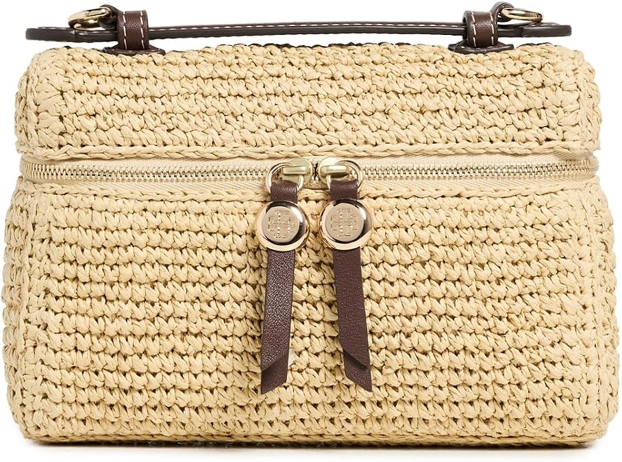 Tory Burch Women's Romy Straw Slim Top Handle Bag