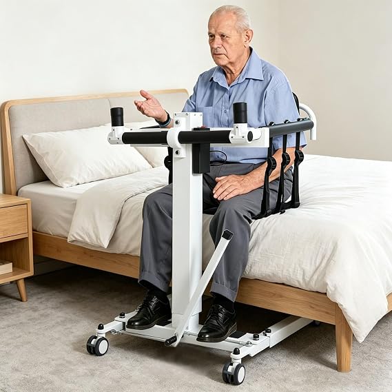 Electric Patient Lift Transfer Chair,Electric Transfer Lift, Portable Folding Patient Lift for Home Car Bathroom, Adjustable Height Lift Transfer Chair for Seniors Handicap Disabled