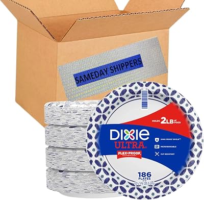 Dixie Ultra Paper Plates, 10 116 inch, Dinner Size Printed Disposable Plate, 186 Count 4 Packs of 46 Plates, Packaging and Design May Vary