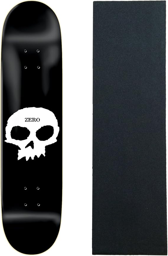 Zero Skateboard Deck Single Skull Black 9.0" x 33" with Grip