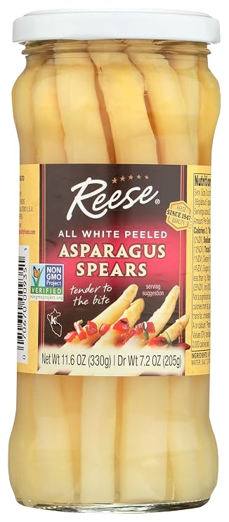 Reese White Peeled Asparagus | NonGMO Project Certified | 11.6OZ (1 Pack)