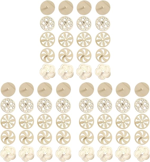 60 Pcs Unfinished Wooden Spinning Tops for Kids - DIY Paintable Gyroscopes with 5 Different Shapes, Detachable Design for Easy Coloring, Ideal Family Gatherings and Parent-Child Games