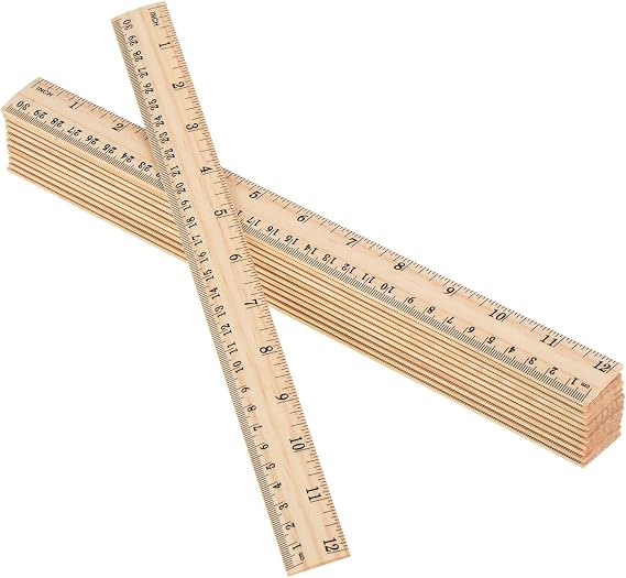 eBoot 12 Pack Wood Rulers Dual Scale Student School Ruler 12 Inch/30 cm | Wooden Measuring Ruler for School Office, 12 inch Ruler bulk, Student Classroom Supplies, 2 Scale Straight Edge