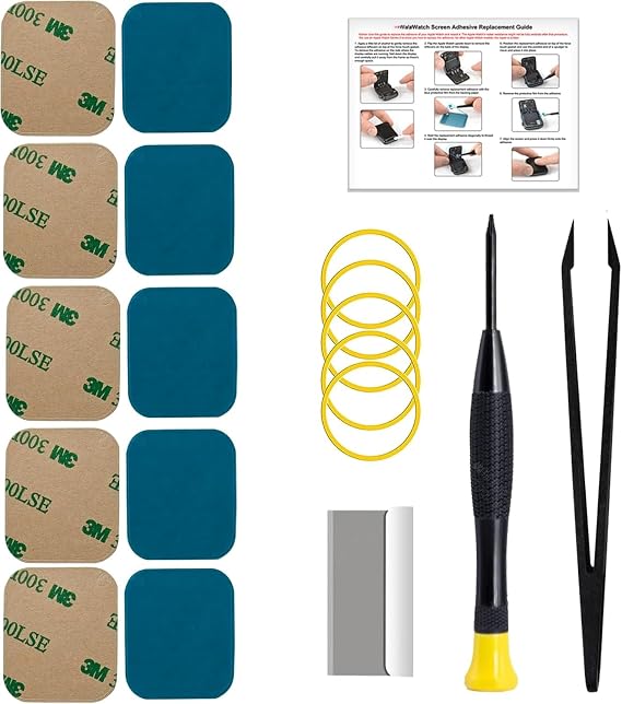 TOCOL for 5Pcs Screen Adhesive Strip Compatible with Apple Watch Series Frame Smartwatch Stickers Replacement, with Toolkit, Instruction HD Tempered Glass Full Coverage