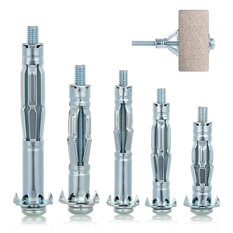 Hollow Wall Fixings Anchors, 44 Sets Metal Heavy Duty Plasterboard Fixings | Cavity Wall Fixings Anchor for Plasterboard, Drywall Brick, Wood Doors, Thin Metal Concrete, Masonry, Drywall, Brick
