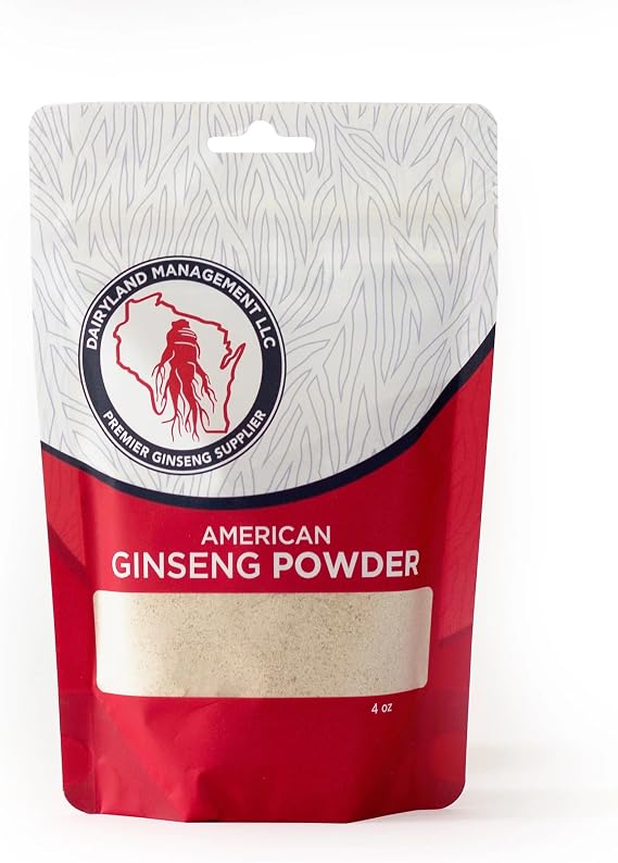 Dairyland Concentrated American Ginseng Powder - 4 oz Pack of Wisconsin Ginseng Powder - Non-GMO, Gluten Free - Herbal Supplement for Smoothies, Baking, Tea