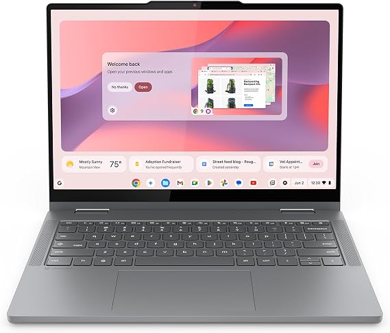 Lenovo Chromebook 2-in-1 - Lightweight Laptop - Google Gemini - Intel N150 CPU - 14" WUXGA IPS Touchscreen Display - 4GB RAM - 128GB UFS Storage - Integrated Intel Graphics - Luna Grey