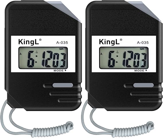 2 Pack Digital Stopwatch Timer with Large Display,Lap Split Mode, Waterproof Handheld Timer for Coaches, Teachers, Kids, Running, Swimming, Training(Black-2 Pack)
