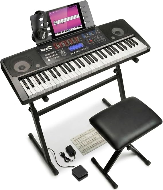 RockJam RJ761 61 Key Keyboard Piano Kit, Stand, Stool, Sustain & Headphones