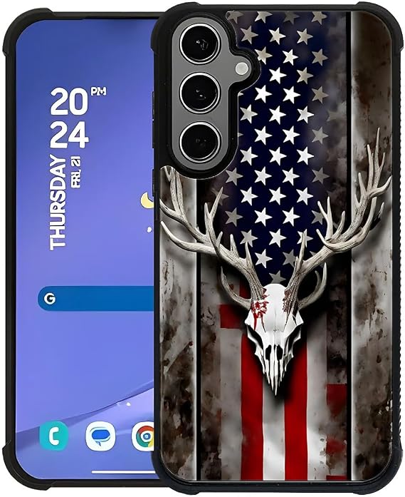 CARLOCA Case for Samsung Galaxy S21,American Flag Camo Deer Skull S21 Men Woman Boy Girl,Anti-Scratch Soft TPU Shockproof Unique Pattern Design