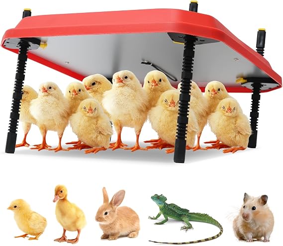 Chicken Coop Heater, 16" x 16"Brooder Plate for Chicks, Adjustable Height & Angle Brooder Plate for 30-40 Chicks, Ideal for Chicken Coops Poultry Heating with Safety Indicator Chicken Heater