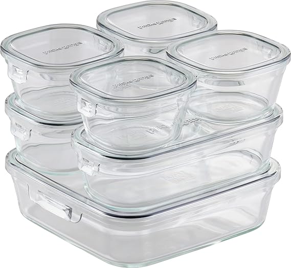 iwaki Pack & Range PC-PRN7GY2 Heat-Resistant Glass Storage Containers, System Set, Cool Gray