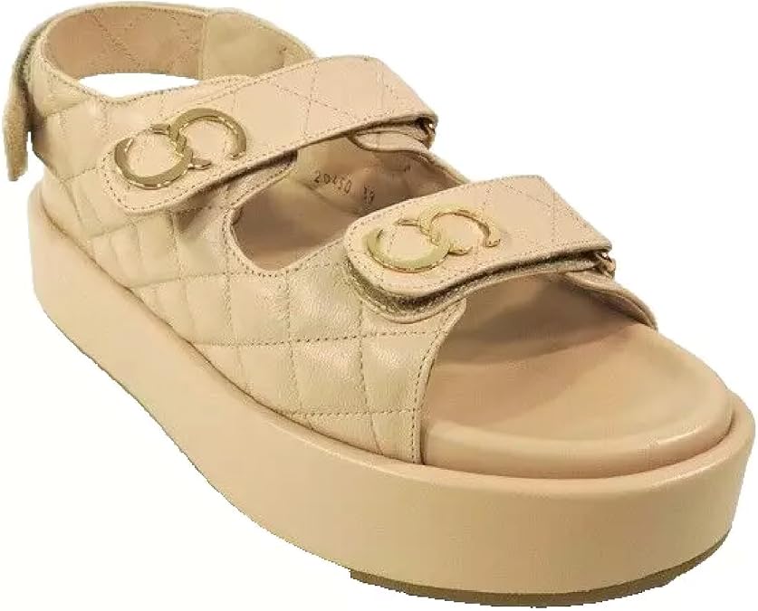 CASADEI Beige Soft Leather Summer Flat Platform Sandals