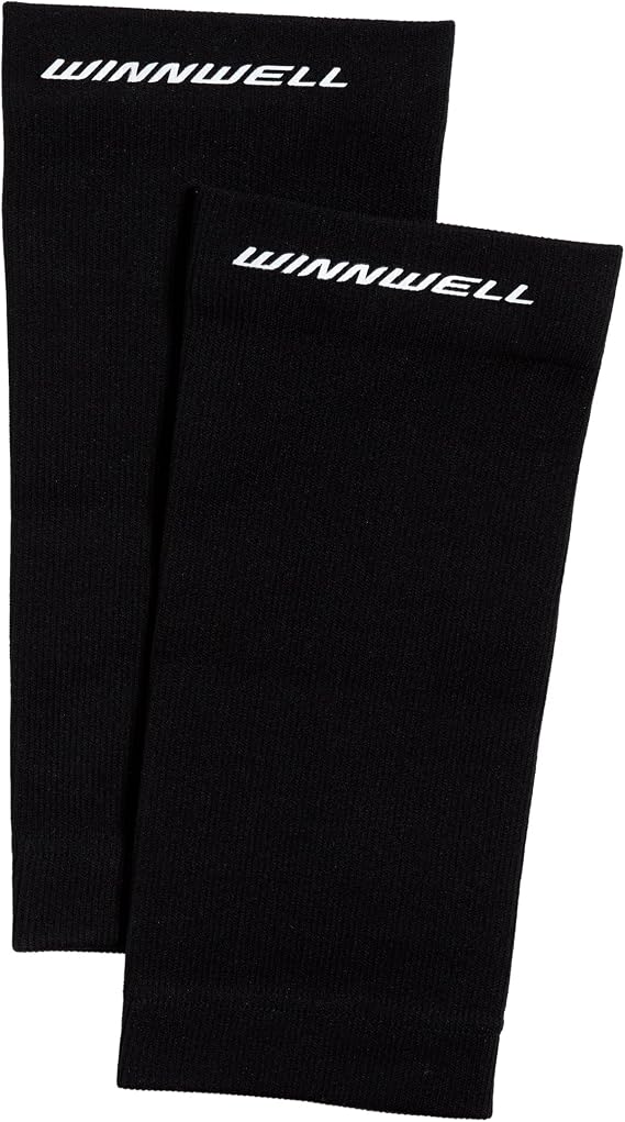 Winnwell Field Hockey Shin Guards - Lightweight Sports Goalie Pads for Ice & Street Hockey Games with Adjustable Straps