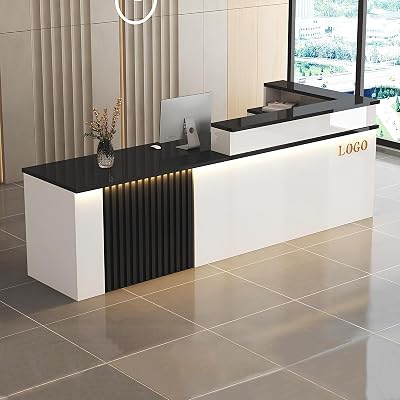 Modern Reception Desk, Commercial Receptionists Desks, L-Shaped Reception Desk with Counter & Lockable Drawers, Retail Checkout for Lobbies Salon Office SOHO Shop H - Left, L 160cm63in