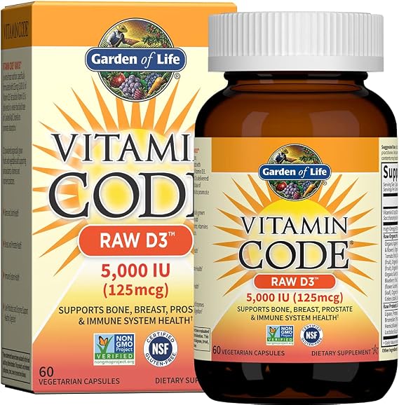 Garden of Life Vitamin Code Raw D3 5000 IU, 60 Vegetarian Capsules