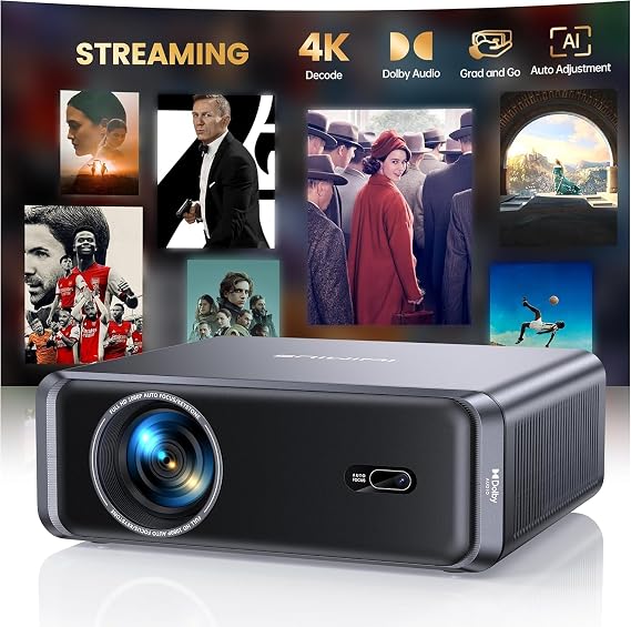 iWiMiUS P65 Projector, 4k Netflix License & 20WDoIby Compatible, 1000ASNI High Brightness, Auto Focus & Auto Trapezoid Correction, Automatic Screen Adaptation, Automatic Obstacle Avoidance, Built-In