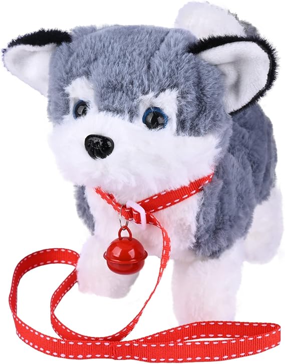 WorWoder Plush Alaska Toy Puppy Electronic Interactive Pet Dog - Walking, Barking, Tail Wagging, Stretching Companion Animal for Kids (Alaska Dog)
