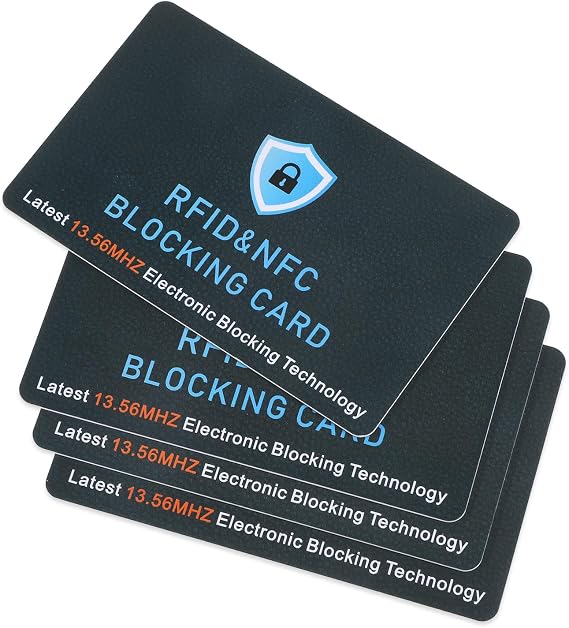 Bewudy 4 Pack RFID Blocking Card, Anti-Theft NFC Blocker Contactless Slim NFC Blocker for Wallets RFID Blocking Cards for Men & Women