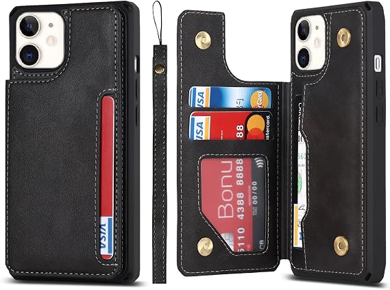 Cavor for iPhone 11 Wallet Case with Card Slots Holder, Black